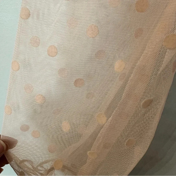Forever 21 Long Puff Polka Dot Mesh Sleeve Pink Knit Crop Top Size M GUC - Picture 6 of 8